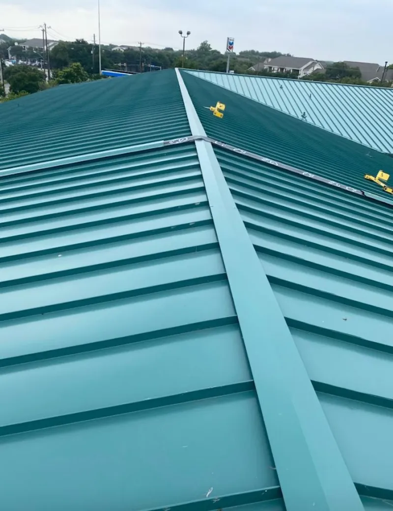 Green commercial metal roof ridge and valley for Metal Roof Repair in Hollister